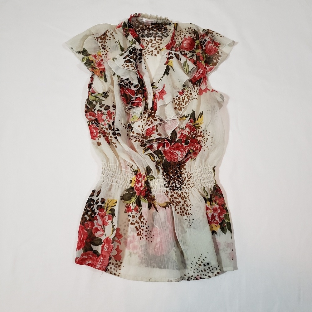 Xhiliration Sleeveless Floral Blouse